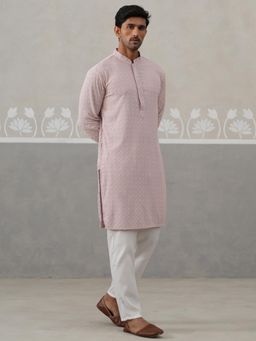 Jompers - Peach Viscose Rayon Regular Full Sleeves Kurta With Pyjama