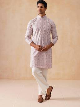 Jompers - Magenta Silk Blend Regular Full Sleeves Kurta With Pyjama