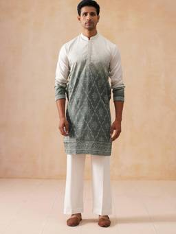 Jompers - Grey Silk Blend Regular Full Sleeves Kurta With Pyjama