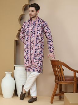 Jompers - Purple Silk Blend Regular Full Sleeves Kurta With Pyjama & Dupatta