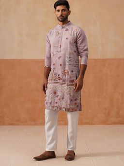 Jompers - Purple Silk Blend Regular Full Sleeves Kurta With Pyjama