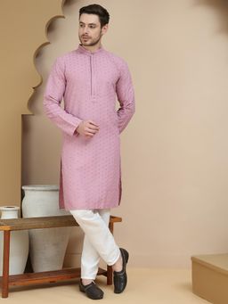 Jompers - Magenta Cotton Blend Regular Full Sleeves Kurta With Pyjama