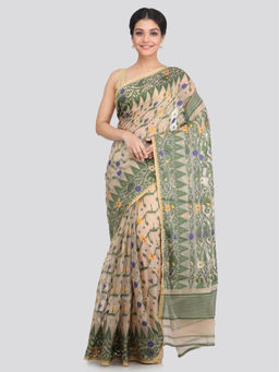 PinkLoom - Women's Soft Cotton Jamdani Saree Without Blouse Piece