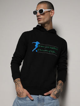 Campus Sutra - Men's Jet Black Zip-Front Hoodie With Insert Pocket