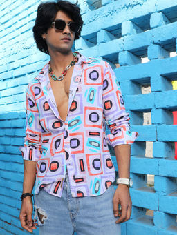 Campus Sutra - Men's EcoLiva Multicolour Structural Block Shirt