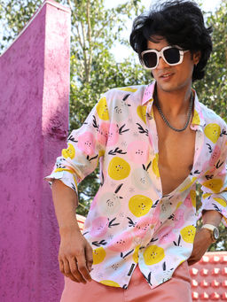 Campus Sutra - Men's EcoLiva Multicolour Artistic Botanical Shirt