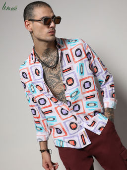 Campus Sutra - Men's EcoLiva Multicolour Structural Block Shirt