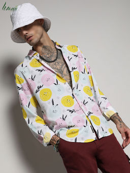 Campus Sutra - Men's EcoLiva Multicolour Artistic Botanical Shirt