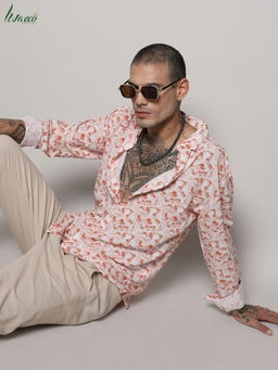 Campus Sutra - Men's EcoLiva Orange Abstract Swirl Shirt