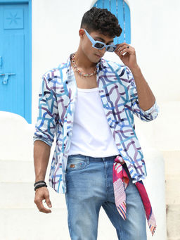 Campus Sutra - Men's Abstract Print Button Up Shirt