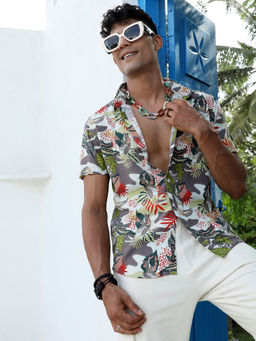 Campus Sutra - Men's Multicolour Artistic Jungle Shirt