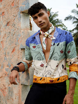 Campus Sutra - Men's Multicolour Face Line Shirt