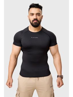 FUAARK - Mens Black Elite Compression Fit Sports and Gym T-Shirt