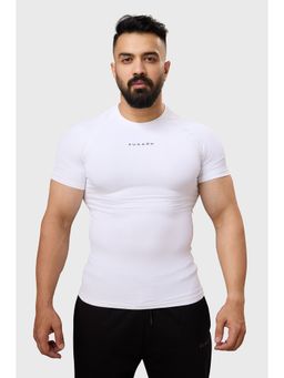 FUAARK - Mens White Elite Compression Fit Sports and Gym T-Shirt