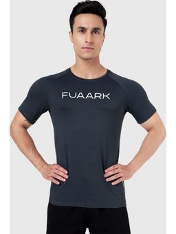 FUAARK - Mens Navy Blue Graphite Aura Textured Sports and Gym Casual T-Shirt