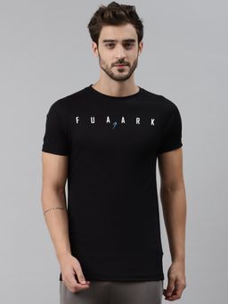 FUAARK - Mens Black Checks Sports and Gym T-Shirt