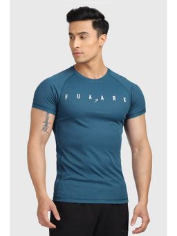 FUAARK - Mens Blue Checks Sports and Gym T-Shirt