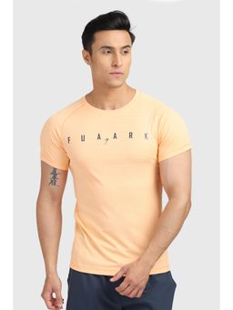 FUAARK - Mens Peach Checks Sports and Gym T-Shirt