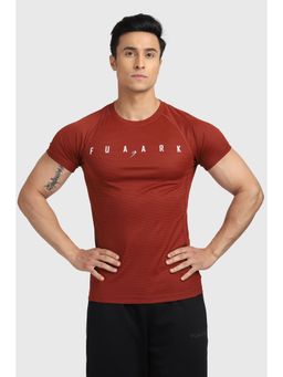 FUAARK - Mens Rust Checks Sports and Gym T-Shirt
