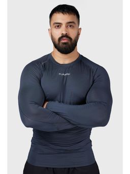 FUAARK - Mens Grey Compression Fit Crew Neck Full Sleeves Stylish Gym T-Shirt