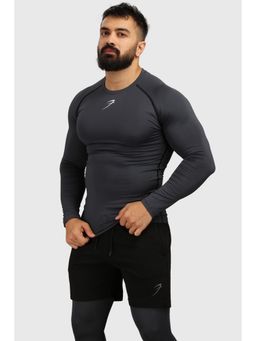 FUAARK - Mens Grey Compression Full Sleeves Sports and Gym T-Shirt