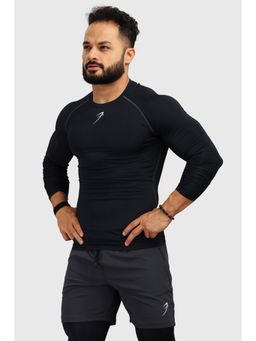 FUAARK - Mens Navy Blue Compression Full Sleeves Sports and Gym T-Shirt