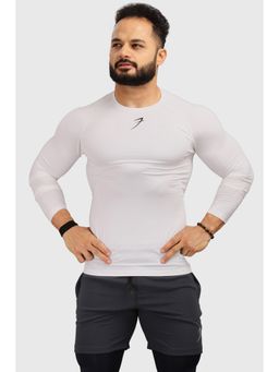 FUAARK - Mens White Compression Full Sleeves Sports and Gym T-Shirt