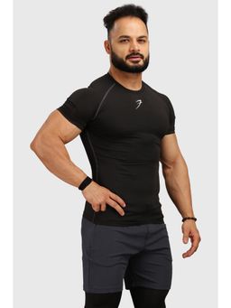 FUAARK - Mens Black Compression Fit Sports and Gym T-Shirt