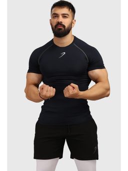 FUAARK - Mens Navy Blue Compression Fit Sports and Gym T-Shirt