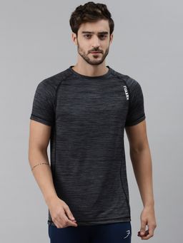 FUAARK - Mens Dark Grey Melange Sports and Gym T-Shirt