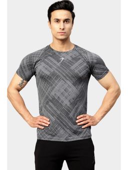 FUAARK - Mens Charcoal Ozone Jacquard Sports and Gym T-Shirt