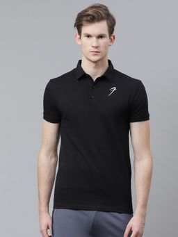 FUAARK - Men Black Sports and Gym Polo T-Shirt