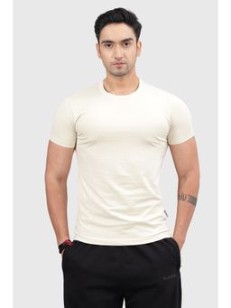 FUAARK - Beige Legacy Cotton Crew Neck Slim Fit Sports and Gym T-Shirt