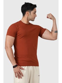FUAARK - Brown Legacy Cotton Crew Neck Slim Fit Sports and Gym T-Shirt