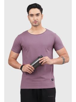 FUAARK - Mens Purple Legacy Cotton Round Neck Slim Fit Sports and Gym T-Shirt