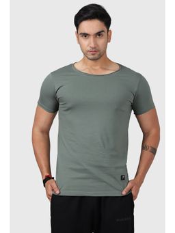 FUAARK - Mens Olive Legacy Cotton Round Neck Slim Fit Sports and Gym T-Shirt