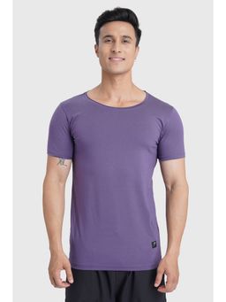FUAARK - Mens Purple Legacy Cotton Round Neck Slim Fit Sports and Gym T-Shirt