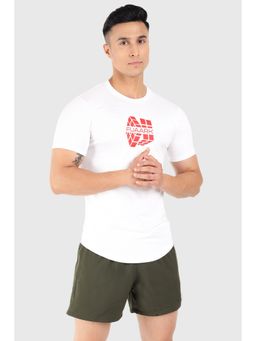 FUAARK - Mens White Crew Neck Short Sleeves Sports and Gym High T-Shirt