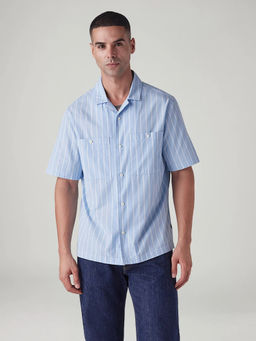 Levi's - Blue Men's Striped Loose Fit Poplin Shirt