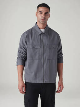 Levi's - Grey Men's Solid Relaxed Fit Shaket