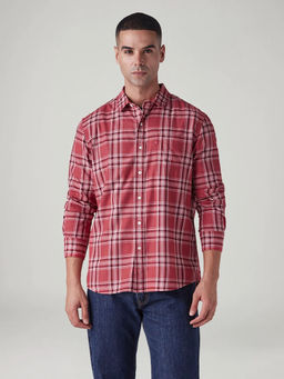 Levi's - Red Men's Checked Slim Fit Oxford Shirt