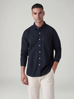 Levi's - Navy Blue Men's Solid Slim Fit Poplin Shirt