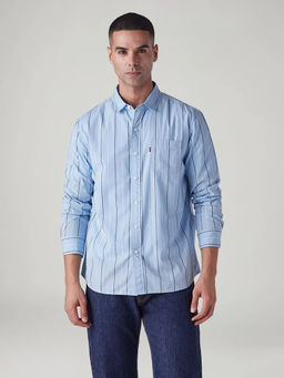 Levi's - Blue Men's Striped Slim Fit Poplin Shirt