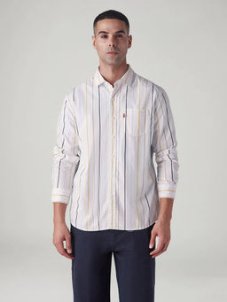 Levi's - White Men's Striped Slim Fit Poplin Shirt