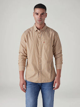 Levi's - Brown Men's Striped Slim Fit Poplin Shirt