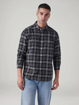 Levi's - Black Men's Checkered Slim Fit Dobby Shirt