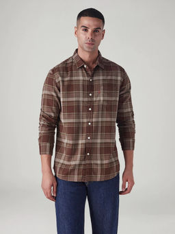 Levi's - Brown Men's Checkered Slim Fit Dobby Shirt