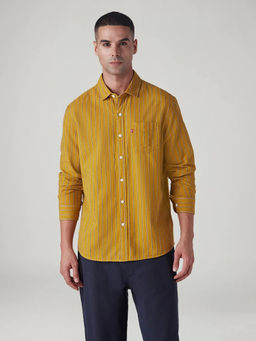 Levi's - Yellow Men's Striped Slim Fit Dobby Shirt