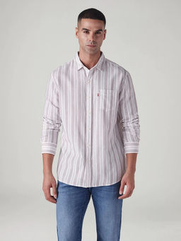 Levi's - White Men's Striped Slim Fit Dobby Shirt