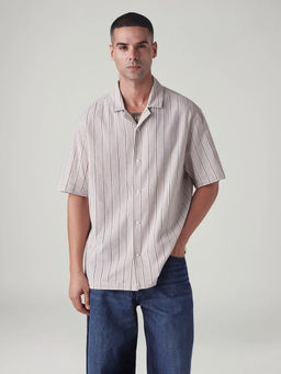 Levi's - Beige Men's Striped Relaxed Fit Dobby Shirt